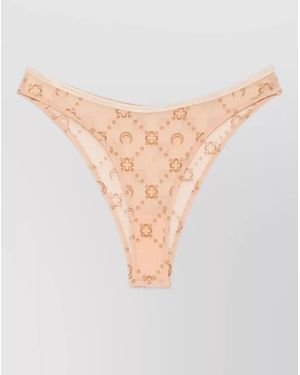 Marine Serre Moonogram Mesh High Waist Bikini Bottom - Natural