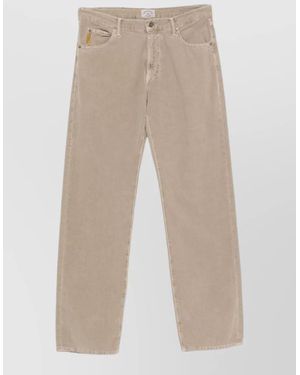 Emporio Armani Wide Leg Cotton Corduroy Five Pocket Jeans - Natural