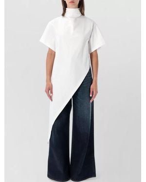 Alaïa Triangle Cotton Jersey Top High Neck - Blue