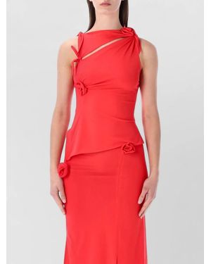 Coperni Asymmetric Cutout Dress Knot Detail - Red