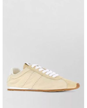 Miu Miu Fabric Suede Sneakers Breathable Design Sole - Natural