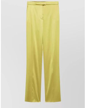 Valentino Straight Leg Satin Trousers Belt Loops - Yellow