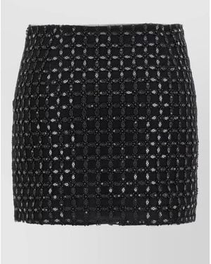 ROTATE BIRGER CHRISTENSEN Sequin Embroidered Mini Skirt Textured Fabric - Black