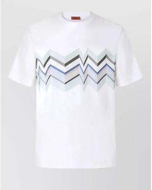 Missoni Short Sleeve Crew Neck Chevron T-Shirt - White