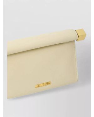Jacquemus Le Sac Rond Carre Leather Shoulder Bag - Natural