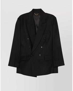 Victoria Beckham Blazer Double-Breasted Padded Shoulders - Black