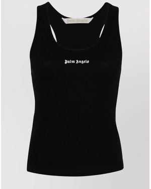 Palm Angels Logo Racerback Ribbed Tank Top - Black