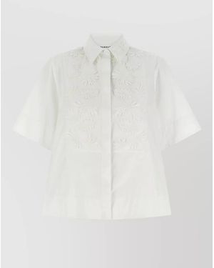 P.A.R.O.S.H. Cubo26 Shirt Collared Neck Floral Embroidery - White