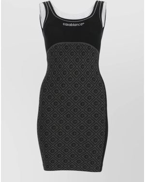 CASABLANCA Monogram Slim-Fit Mini Dress - Black