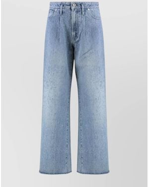Halfboy Wide-Leg Distressed Denim Pants With Belt Loops - Blue