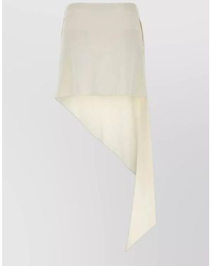 Alaïa Poplin Skirt High Waist Asymmetric Hem Sheer - White