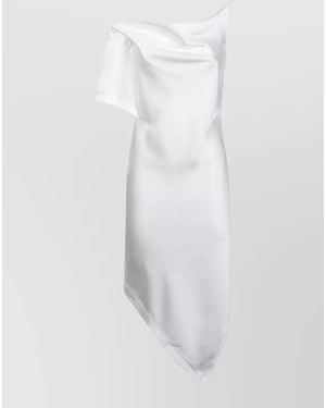 IRO Thiana Asymmetric One Shoulder Satin Dress - White