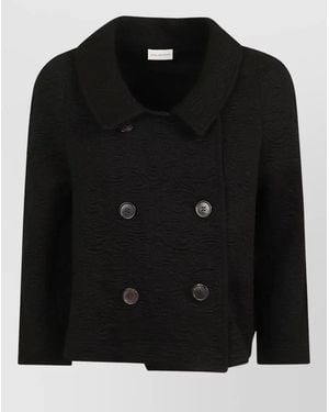 Dries Van Noten Jacquard Short Jacket Structured Voluminous Cut - Black