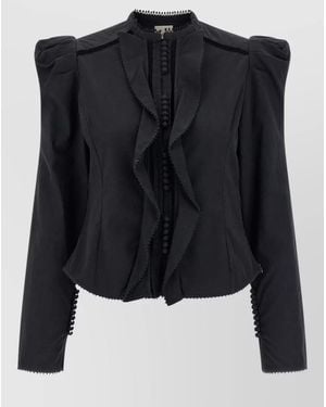 Isabel Marant Calina Shirt Jacket Button Detailing Design - Black