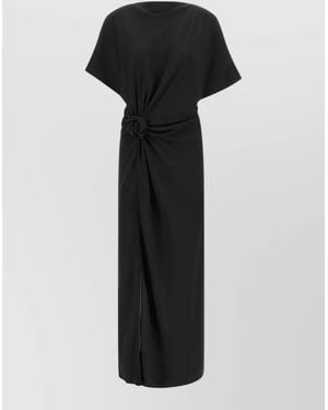 ROTATE BIRGER CHRISTENSEN Knot Detail Floor Length Slit Dress - Black