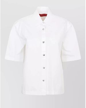 Thelatest Ben Cotton Shirt Collared Short Sleeves - White