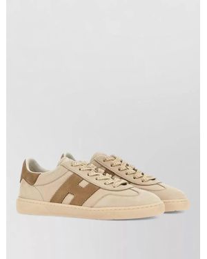 Hogan Retro Lace Up Sneakers Nubuck Cupsole - Natural