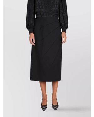 Gucci Wool Draped High-Rise Midi Straight Skirt - Black