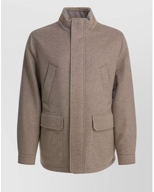 ZEGNA Stylish Jackets With Practical Pockets And Collar - Brown