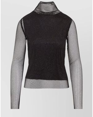 Sportmax Crystal-Embellished Long-Sleeve Sheer Blouse - Black