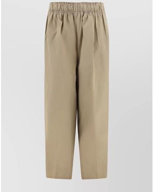 Prada Cotton Wide-Leg Trousers - Natural