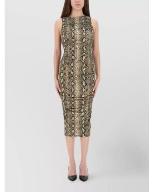 Michael Kors Animal Print Slim-Fit Midi Dress - Green