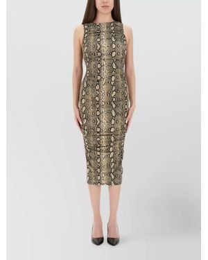 Michael Kors Animal Print Slim-Fit Midi Dress - Green