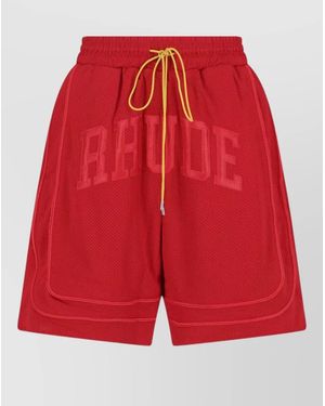Rhude Mesh Logo-Print Deck Shorts - Red