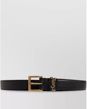 Saint Laurent Calf Leather Slim Belt - White