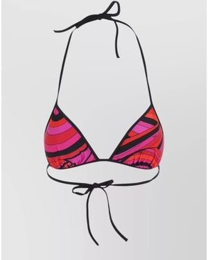 PUCCI Halter Neck Triangle Bikini Top Adjustable Ties - Pink