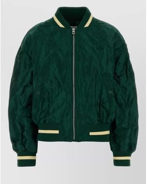 Loewe Tech Fabric Bomber Jacket Quilted Texture - Green