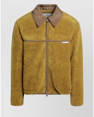 Ami Paris Zip-Up Shearling Jacket - Green