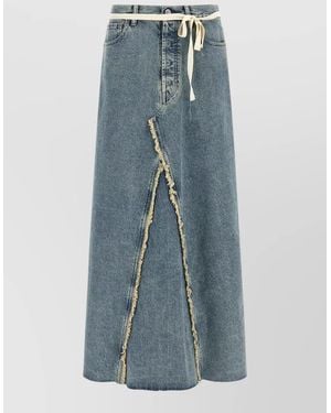 Maison Margiela Denim Skirt Raw Cut Front Slit - Blue