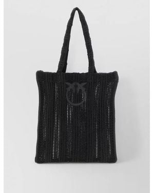 Pinko Medium Beach Tote Bag Dual Handles - Black
