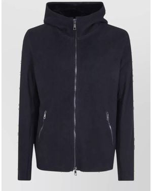 Giorgio Brato Leather Hooded Jacket - Blue