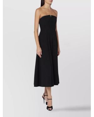 Alberta Ferretti Sleeveless Midi Dress Flared Skirt - Black