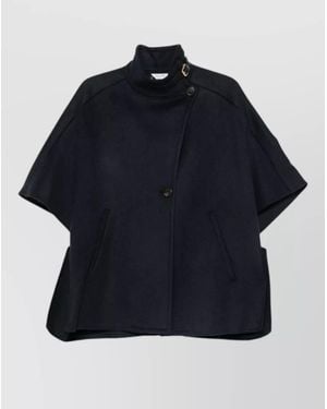 Max Mara Contrast Sleeve High Collar Tailored Jacket - Blue