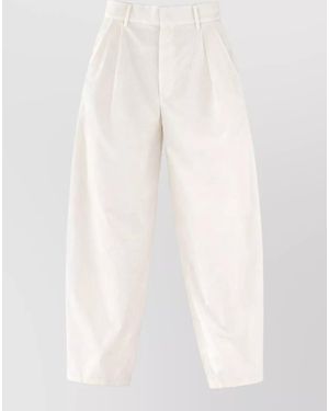 Alysi Silk Tailored Trousers Back Pockets Pleats - White