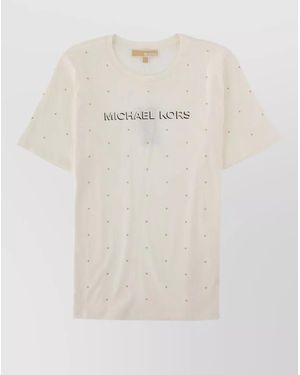 Michael Kors Crew Neck Embellished Top Regular Fit - White