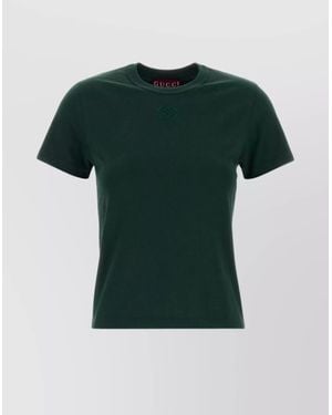 Gucci Cotton T-Shirt With Gg Incrocio Logo Detail - Green