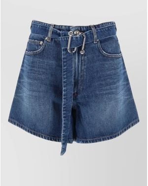 Sportmax Denim High-Rise Shorts - Blue