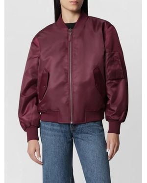 Anine Bing Casual Padded Jacket Long Sleeves Ribbed Collar - Red