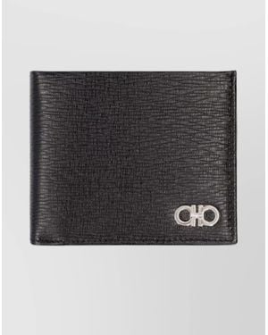 Ferragamo Hammered Leather Bifold Wallet - Black