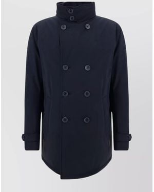 Herno Nylon Double-Breasted Down Jacket - Blue