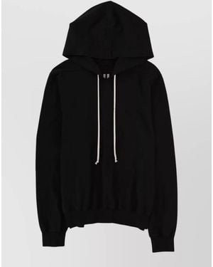 Rick Owens Hooded Sweatshirt Print Oversized Ribbed Cuffs - Black