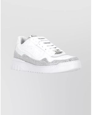 Philipp Plein Stylish Low Top Sneakers With Glitter Accents - Metallic