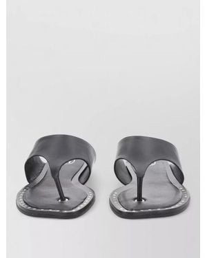 Ash Leather Flip Flops - Grey