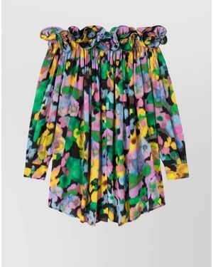 AZ FACTORY Floral-Print Off-Shoulder Long-Sleeve Mini Dress - White