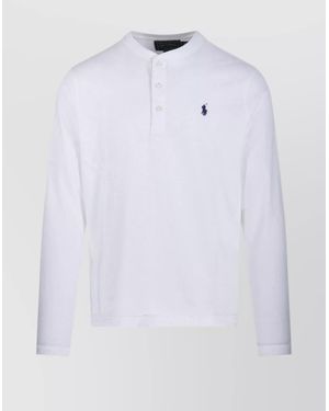 Ralph Lauren Long Sleeve Henley Collar T-Shirt - White