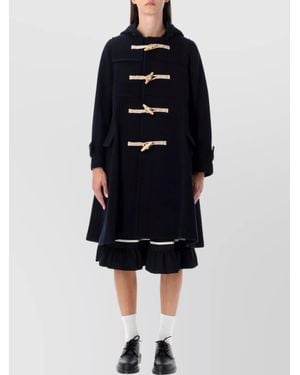 Comme des Garçons Wool Duffle Coat With Hood And Pockets - Blue